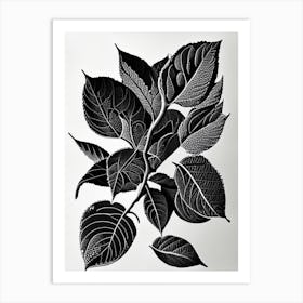 Serviceberry Leaf Linocut Art Print