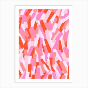 Pink and Orange Brushstrokes Art Print