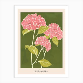 Pink & Green Hydrangea 3 Flower Poster Art Print