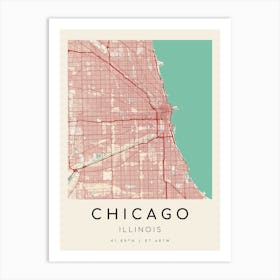 Chicago Map Print - Vintage style Art Print