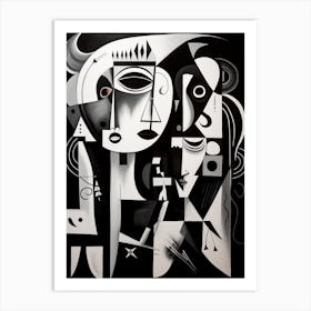 Harmony And Discord Abstract Black And White 6 Art Print