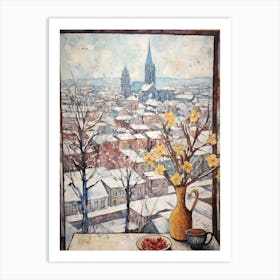 Winter Cityscape Frankfurt Germany 1 Art Print