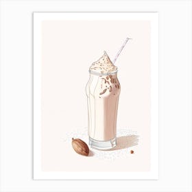 Almond Milkshake Dairy Food Pencil Illustration 3 Art Print