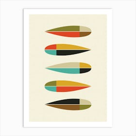 Mid Century Modern Abstract Leaves Art Print