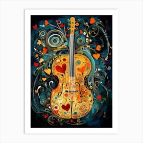 Swirl Instrument With Hearts Art Print