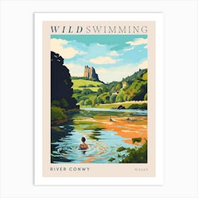 Wild Swimming At River Conwy Wales 2 Poster Art Print