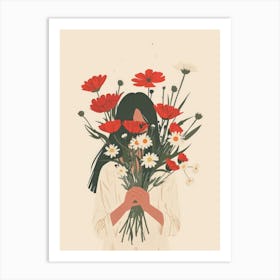 Spring Girl With Red Flowers 3 Art Print