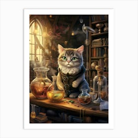 Cute Cat Alchemist With Potions 2 Art Print