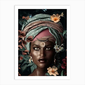 African Woman With Flowers 1 Art Print