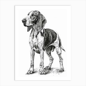 English Foxhound Dog Line Sketch 3 Art Print