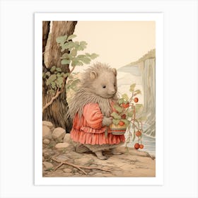 Storybook Animal Watercolour Porcupine 3 Art Print