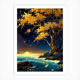 Tree At Night 1 Art Print