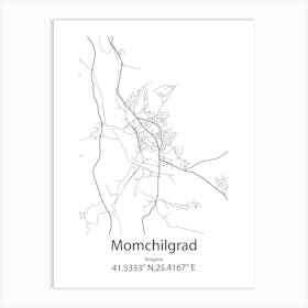 Momchilgrad,Bulgaria Minimalist Map Art Print