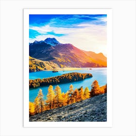 Sunset With Autumn Colors In Engadina Art Print