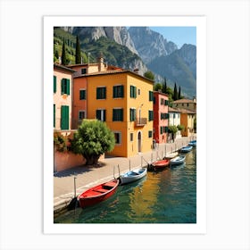 Colorful Houses In Lake Como Art Print