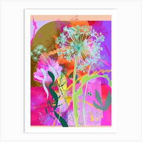 Baby S Breath 2 Neon Flower Collage Art Print