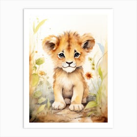 Colouring Watercolour Lion Art Painting 1 Art Print