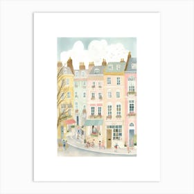 Pink Paris Shops Watercolour Art Print