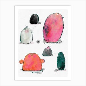 Collection Of Colourful Cute Stones Art Print