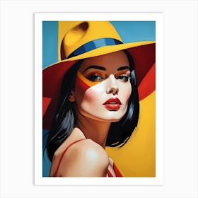 Woman Portrait With Hat Pop Art (63) Art Print