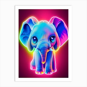Neon Elephant Art Print