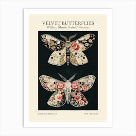 Velvet Butterflies Collection Dark Butterflies William Morris Style 8 Art Print