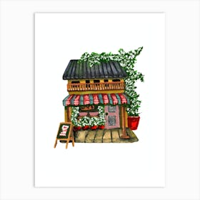 Cozy Rustic Ghibli Cafe Art Print