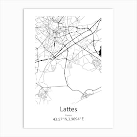 Lattes,France Minimalist Map Poster