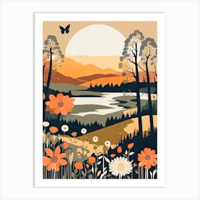 Butterfly Landscape Sunrise I Art Print