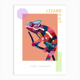 Coral Chameleon Modern Illustration 2 Poster Art Print
