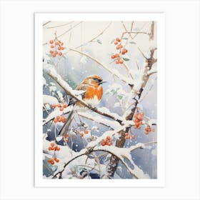 Winter Bird Painting Finch 2 Art Print
