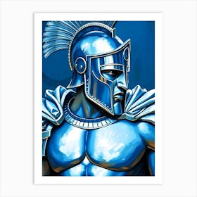 Spartan Warrior Blue Portrait Art Print