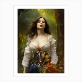 Dryad warrior lady high fantasy art forest nymph classical painting beautiful woman Art Print