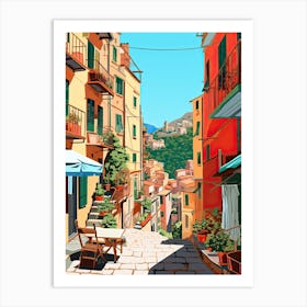 Cinque Terre, Italy, Flat Illustration 2 Art Print
