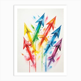 Arrows Composed Of Chalk And Crayon Strokes Floating Whimsically Against A Stark White Background (6) Art Print