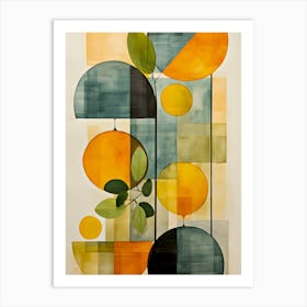 Modern Abstract Wall Art with Geometric Shapes and Botanical Design – Minimalist Home Decor Art Print