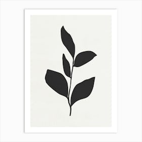 Minimalist Black Leaf 02 Art Print