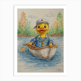 Duck In A Boat 7 Art Print