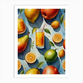 Watercolor Fruit Pattern Art Print