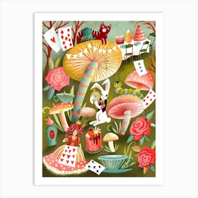 Alice In Wonderland Tea Time Cheshire Smile Art Print