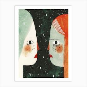 Two Women Staring At Each Other Art Print