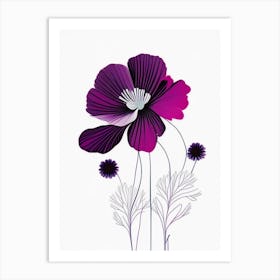 Anemone Floral Minimal Line Drawing 2 Flower Art Print