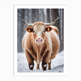 Cow In The Snow Art Print