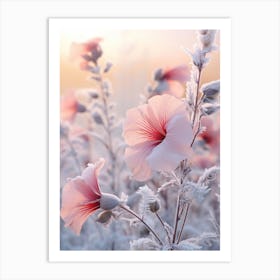 Frosty Botanical Hibiscus 2 Art Print