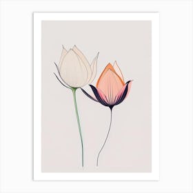 Lotus Flower Petals Minimal Line Drawing 3 Art Print