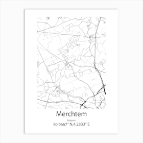 Merchtem,Belgium Minimalist Map Art Print