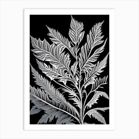 Madder Leaf Linocut 3 Art Print