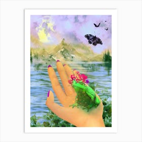 Transformation - Frog In Hand Art Print