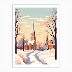 Vintage Winter Travel Illustration St Andrews United Kingdom 1 Art Print