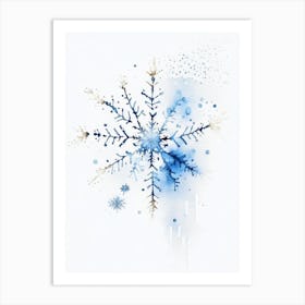 Beauty, Snowflakes, Minimalist Watercolour 1 Art Print